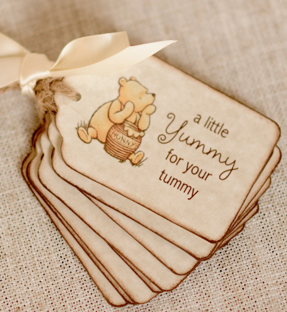 Winnie the Pooh A little yummy for your tummy favor tag