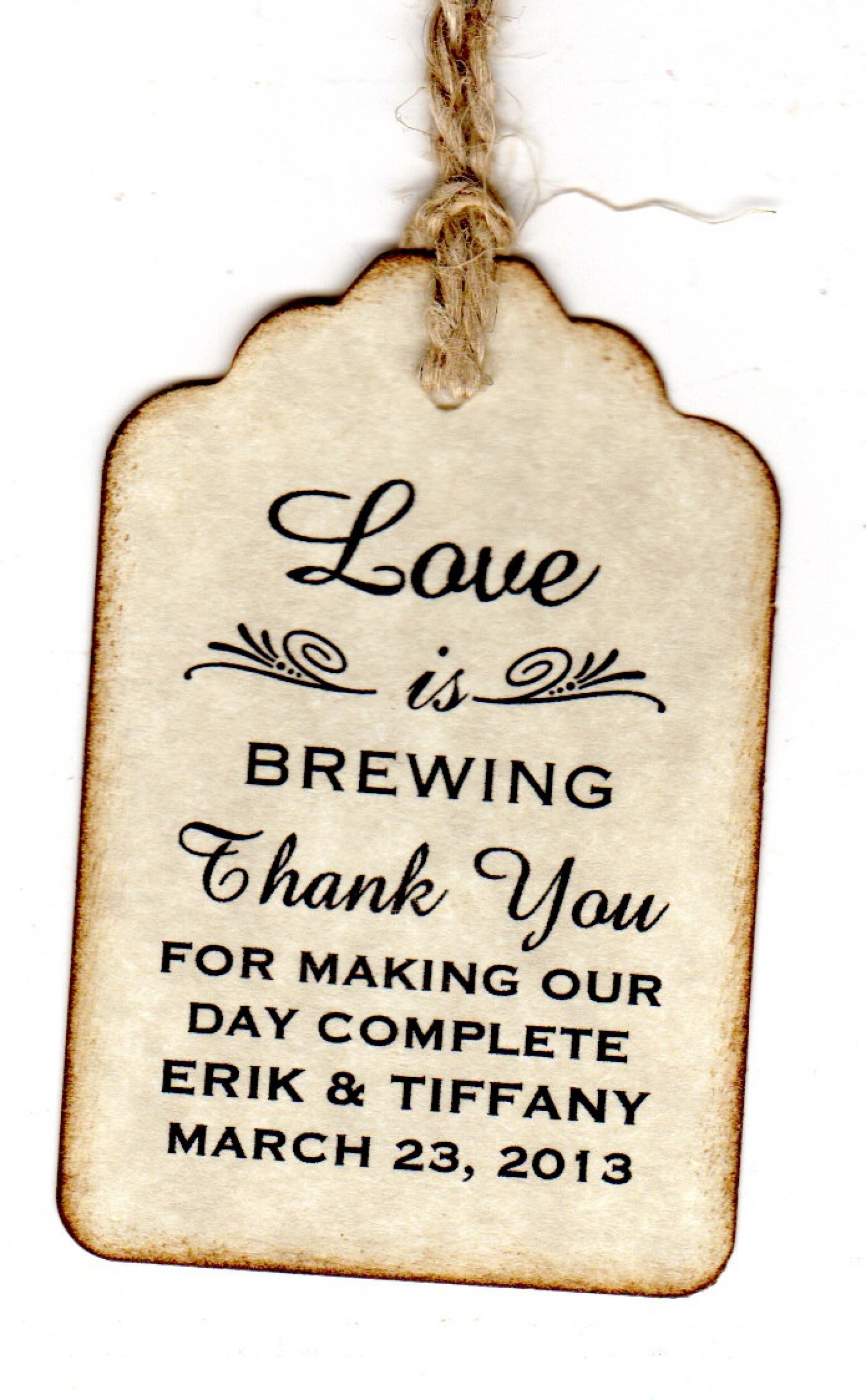 Love Is Brewing-thé/café faveur cadeau mariage Tag Guest Étiquette kraft